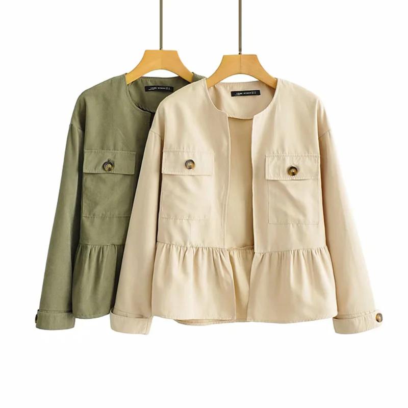 

Women' Jackets Women Solid Fashion No Buckle Vintage Long Sleeve Coat Female Elegant Butterfly Hem Streetwear Casual Jacket Chic TopWomen, Green