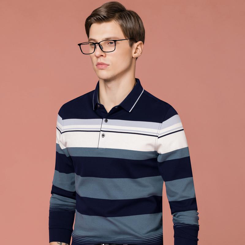

Men's Polos Business Casual 2022 Spring And Summer Long-sleeved Fashion Contrast Color Button Collar Slim Trend Shirt 8703Men's Men'sMen's, 8703 blue