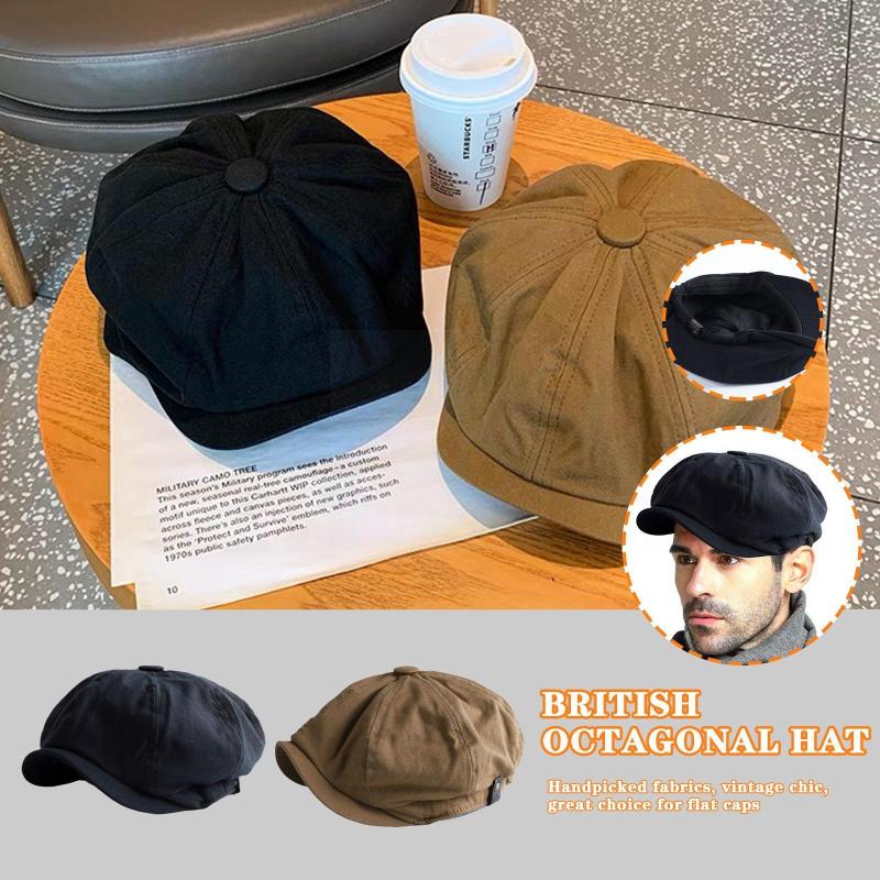 

Berets British Style Sboy Cap Men Cotton Ascot Dad Autumn Male Brand Vintage Flat Khaki Spring Beckham Octagonal P1X5Berets, Black