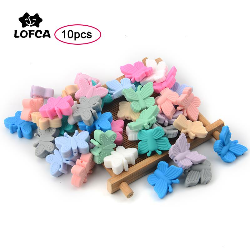 

10pcs Cartoon Silicone Beads Food Soothers Grade Butterfly Bead Diy Baby Teething Necklace Toys Teether Pacifier Chain Accessories