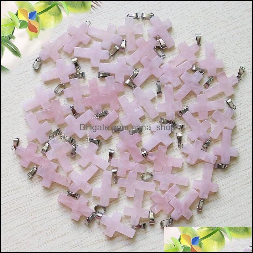 

Charms Rose Quartz Crystal Heart Star Cross Natural Stone Pendants For Necklace Earrings Jewelry Making Whoelsale Drop Nanashop Dhe6M