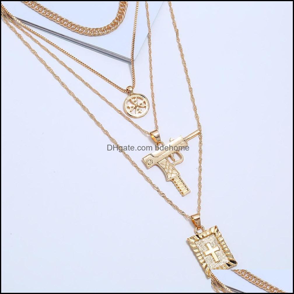 

Pendant Necklaces Mtilayer For Women Gun Cross Necklace Color Gold Sier Long Link Chain Choker Drop Delivery 2021 Jewelry Pend Bdehome Dh3Ag