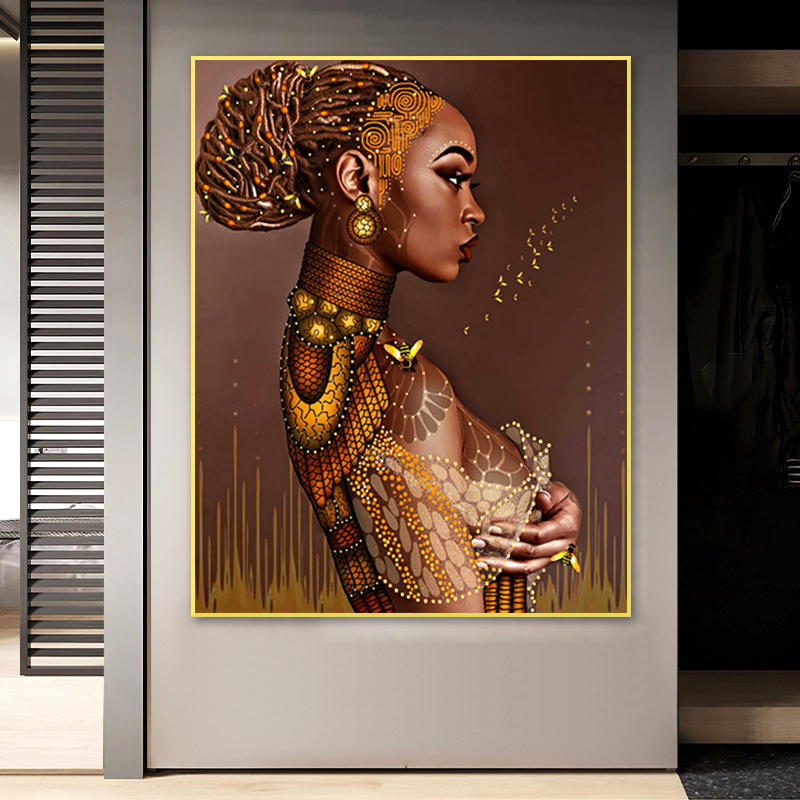 

Sexy African Black Women Canvas Painting Black Girl and Bees Art Posters Modern Wall Art Decorative Pictures for Home Decoration