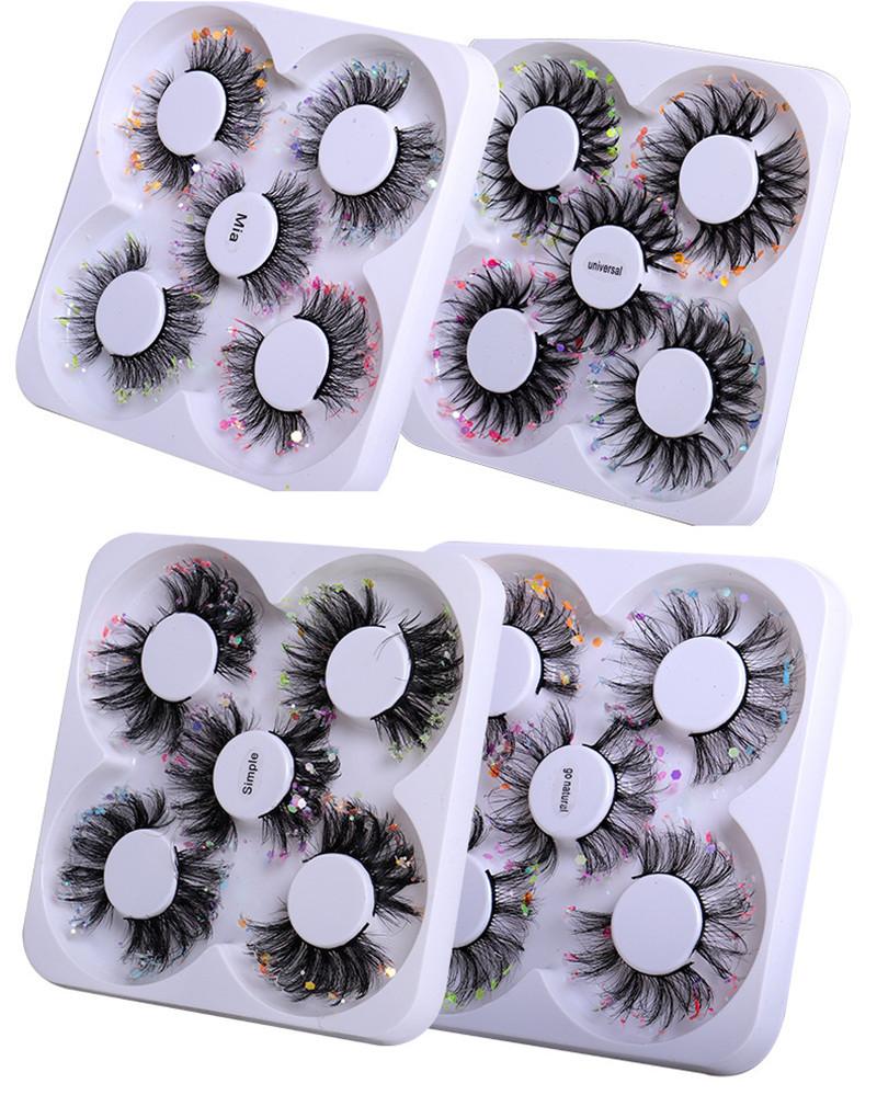 

5 Pairs/lot Sequined False Eyelashes Colorful Fluorescent Faux 3D Mink Eyelash Soft Comfortable Curl Lashes Extension Makeup