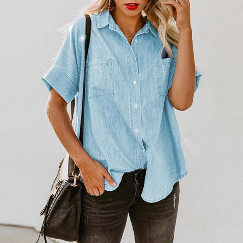 

Women' Blouses & Shirts Eco-friendly Good Solid Color Leisure Women Casual Shirt Tops Clothing Attractive Lint Free Daily WearWomen, Blue