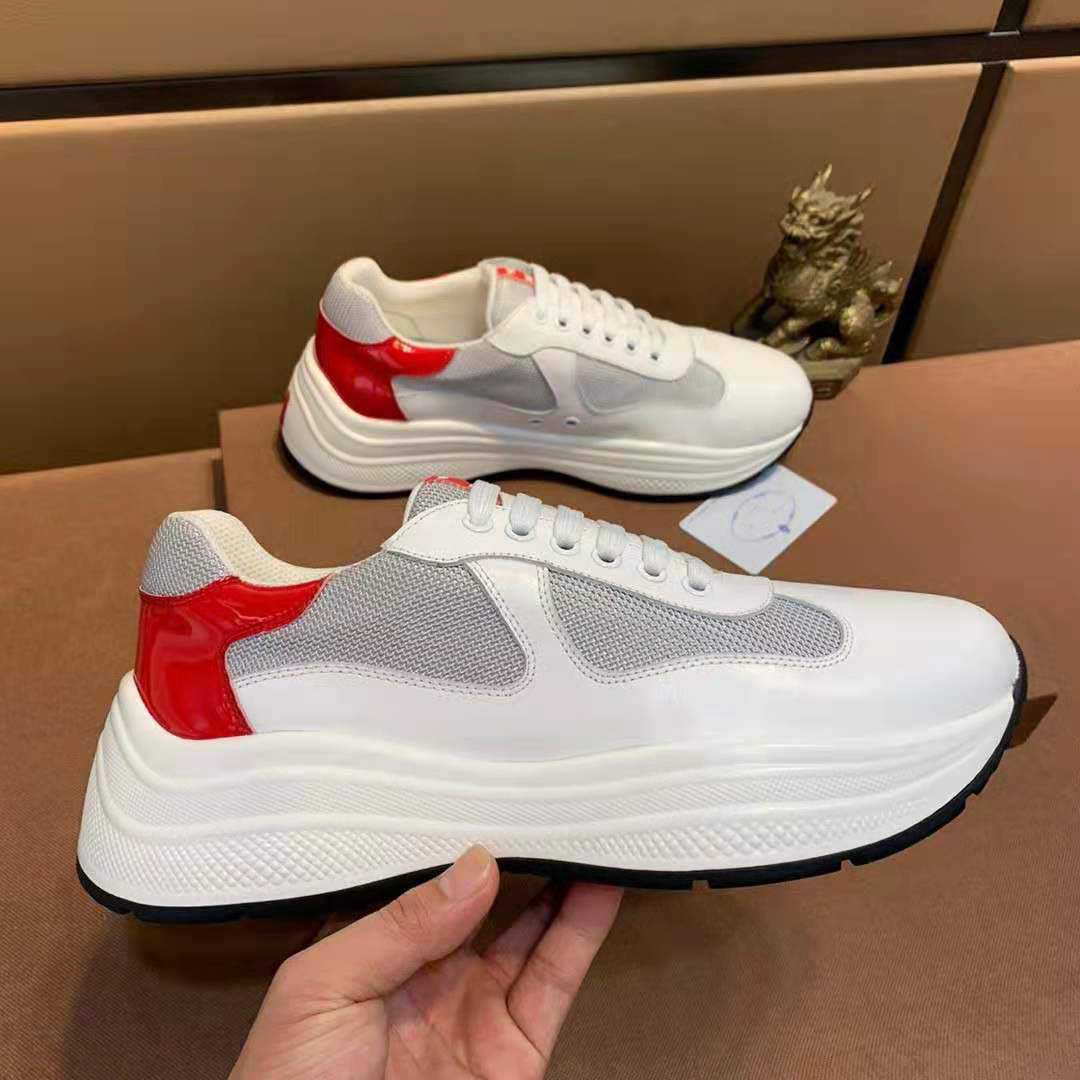 

Men casual shoes designer sports trainers America Cup Sneakers Black chunky rubber soles black sneaker technical fabric Vernice Bike size38-45, 11