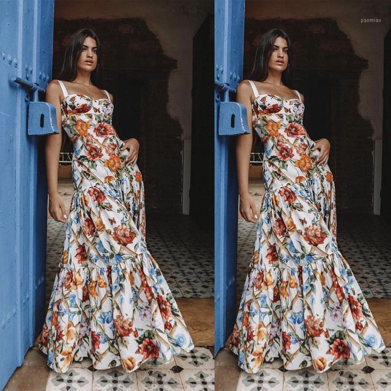 

Casual Dresses 2022 Women' Sexy Sleeveless Suspender Printed Dress, Yin hua