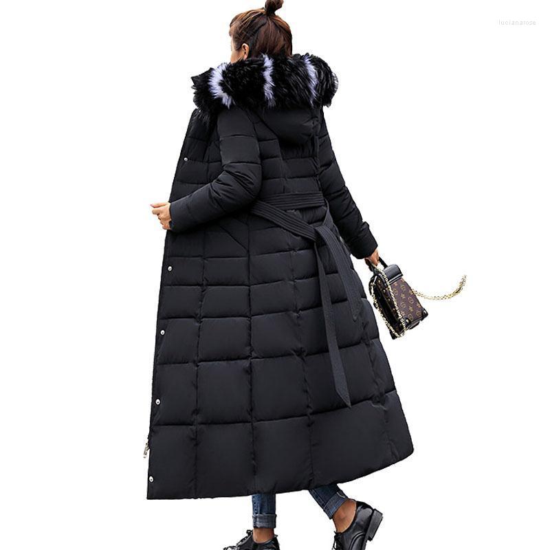 

Women's Down & Parkas Winter Jacket Women Parka X-long Thick Warm Hooded Jackets Slim Coat With Sashes Windprood Mujer 2022 Plus Size 3XL Lu, Red no fur