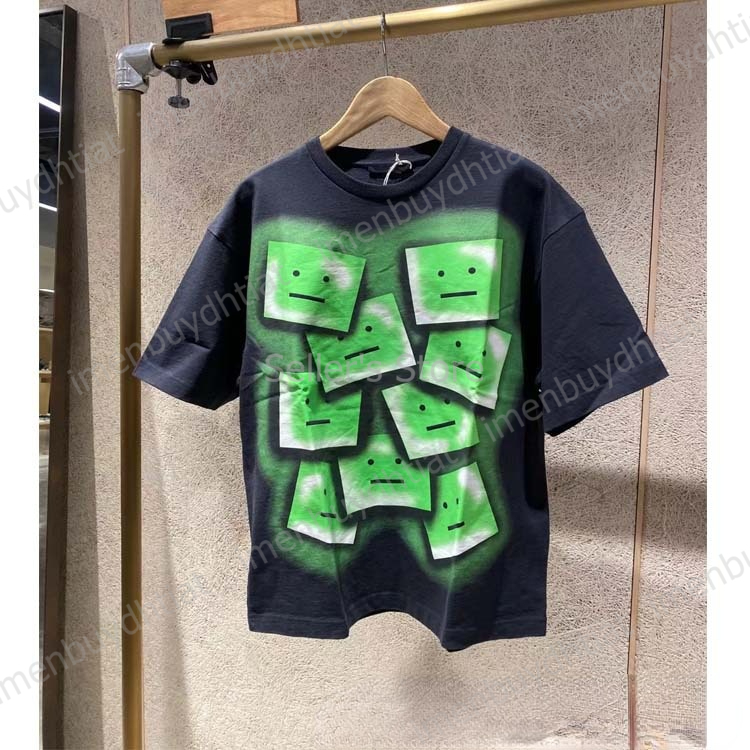 2022 Nordic Luxury Brand Ac Studios Summer Short Sleeve t Shirt Spring and Smiling Face Round Neck Female Couple Bottomed