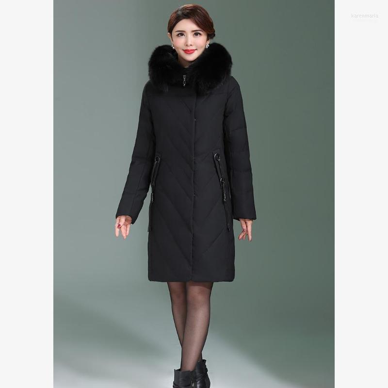 

Women's Down & Parkas Long Slim Hooded Winter Coat Duck Cotton Warm Oversize Heavy Jacket Thick Solid Padded Outwear Coat1 Kare22, Black