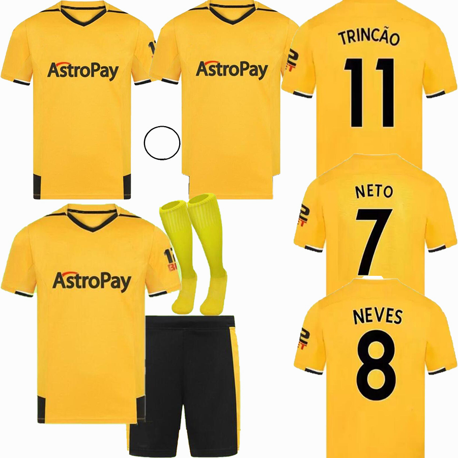 

22 23 Soccer Jerseys ADAMA KILMAN SEMEDO RAUL NETO NEVES 2022 2023 J.OTTO PODENCE GIBBS WHITE Wolverhampton Football Shirts Men Kids Kits, Men home