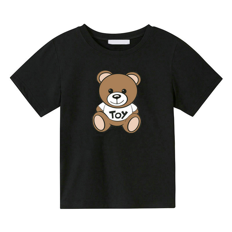 

100%cotton kids T-shirts childrens boy girls tshirt short sleeved crewneck loose designer printing tops hip hop Tees M0SCh10, Black