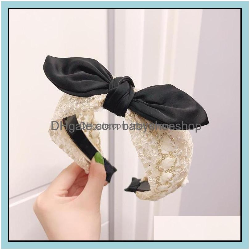 

Korean Version Of Simple Fabric Lace Mesh Three-Nsional Petals Knotted And Twisted In The Middle Rabbit Ears Wide-Brimmed Drop Delivery 2021