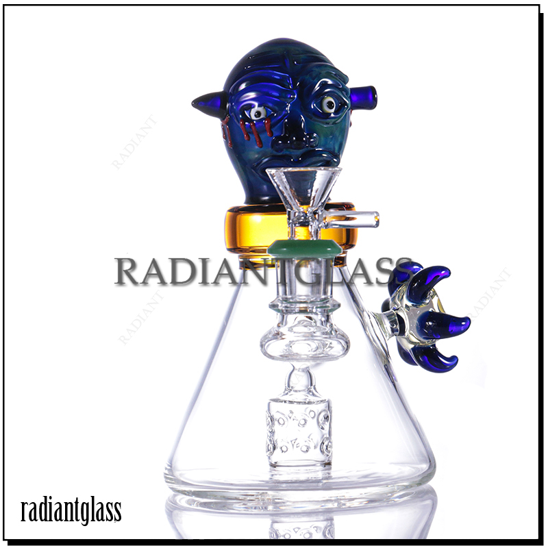 

14mm 6.6" Hookah Mini Beaker Bong Dab Rig Creative Oil Rigs Bucket Perc 5mm Thick Glass Bong for Smoking Water Pipe colorful