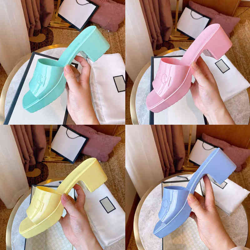 

2022 Summer Huimeidi Super Fire High Heel Middle Thick Waterproof External Wearing Bottom Jelly Sandals Women's Shoes, White