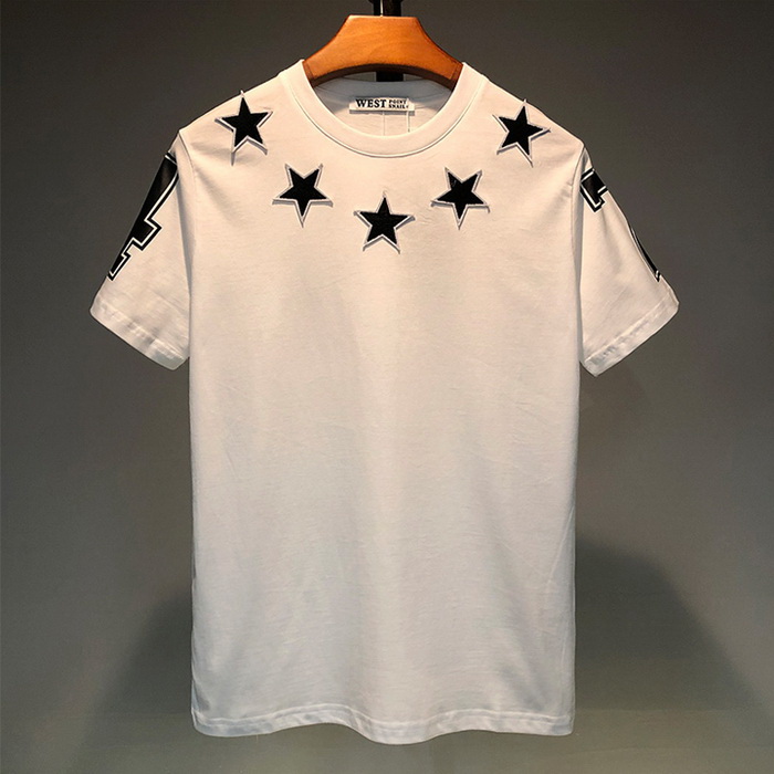 

Men's T-shirts Summer Embroidered Stars Cotton Women's Fashion Hip Hop Outdoor Couples Short Sleeves Tops Clothing Designer Tshirt Tees, White