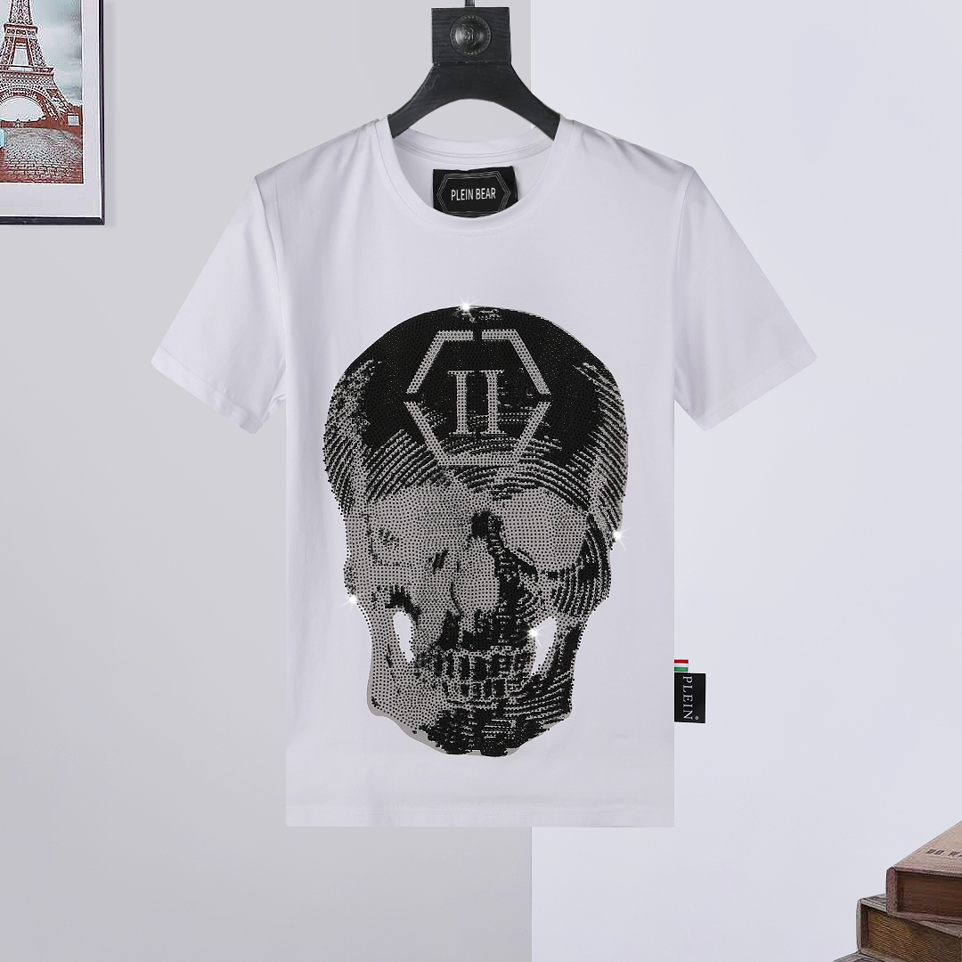 

PLEIN BEAR T SHIRT Mens Designer Tshirts Rhinestone Skull Men T-shirts Classical High Quality Hip Hop Streetwear Tshirt Casual Top Tees PB 160623, Black