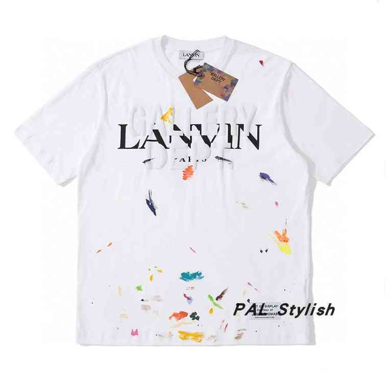 

Men's T-shirts x Lanvin Langfan Co Branded Splash Graffiti Men's and Women's Casual Round Neck Short Sleeve T-shirt, Black