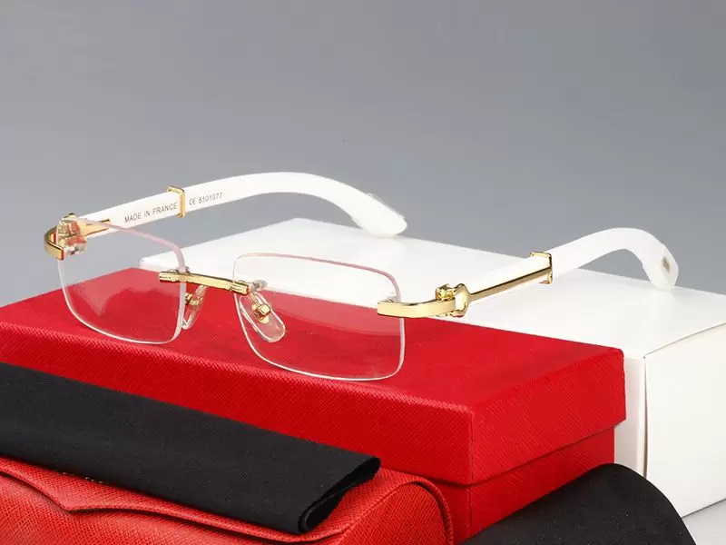 

Man CAR TIGER Glasses Designer Sunglasses Women Fashion Frameless Rectangle Coating Buffalo Horn Sunglass UV400 Eyeglass Wooden Mens Eyewear Eyelgasses