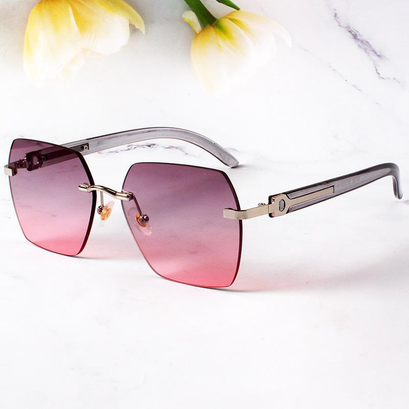 

Sunglasses Womens Fashion Square Hipster Temperament Frameless Cut Edge INS Street S Concave Shape Gradient Shade