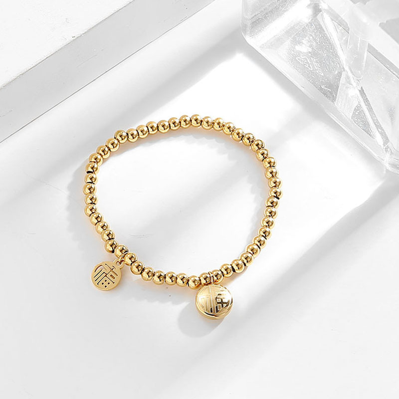 

Pulsera elástica acero titanio dorado 18K, pulsera femenina con sentido calidad para parejas, pulsera moda, accesorios