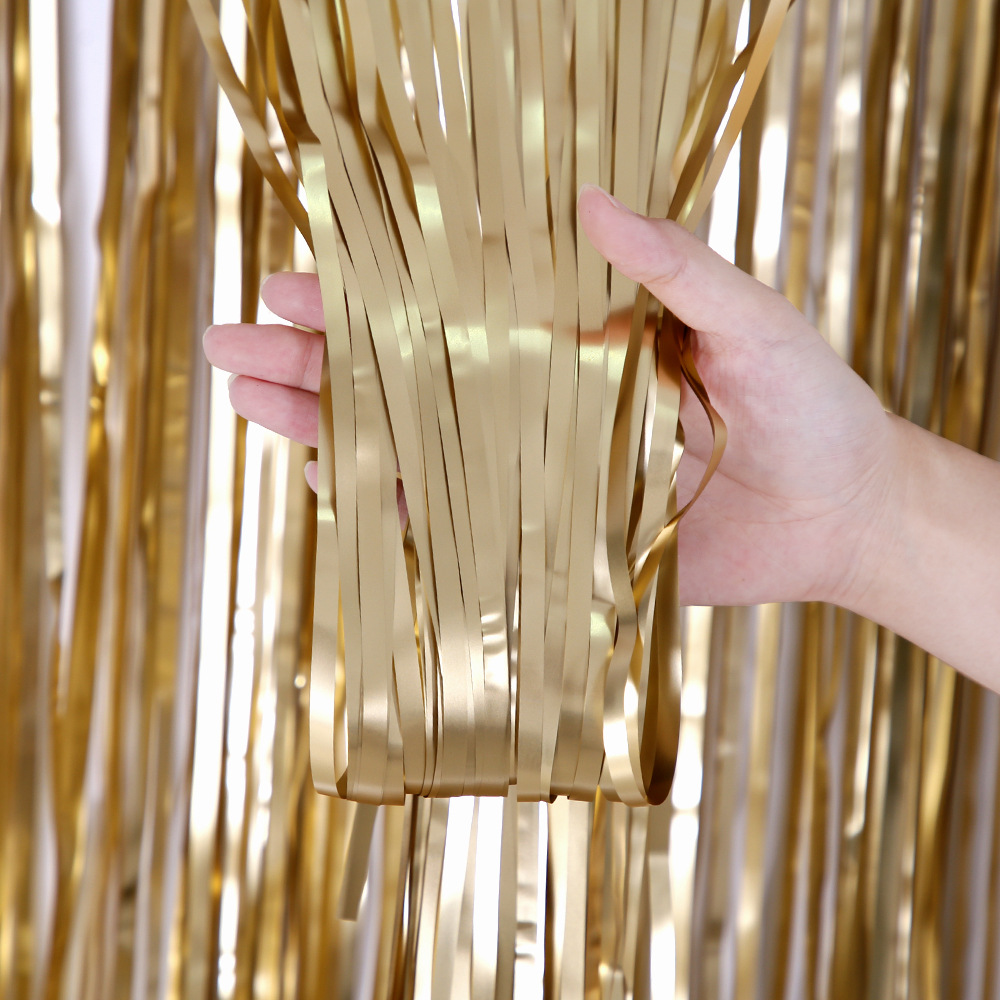 

Top Matte Birthday Party Decoration Backdrop Foil Tassel Fringe Curtain Kids Adult Photo Booth Baby Shower Wedding Matte Drape, As described