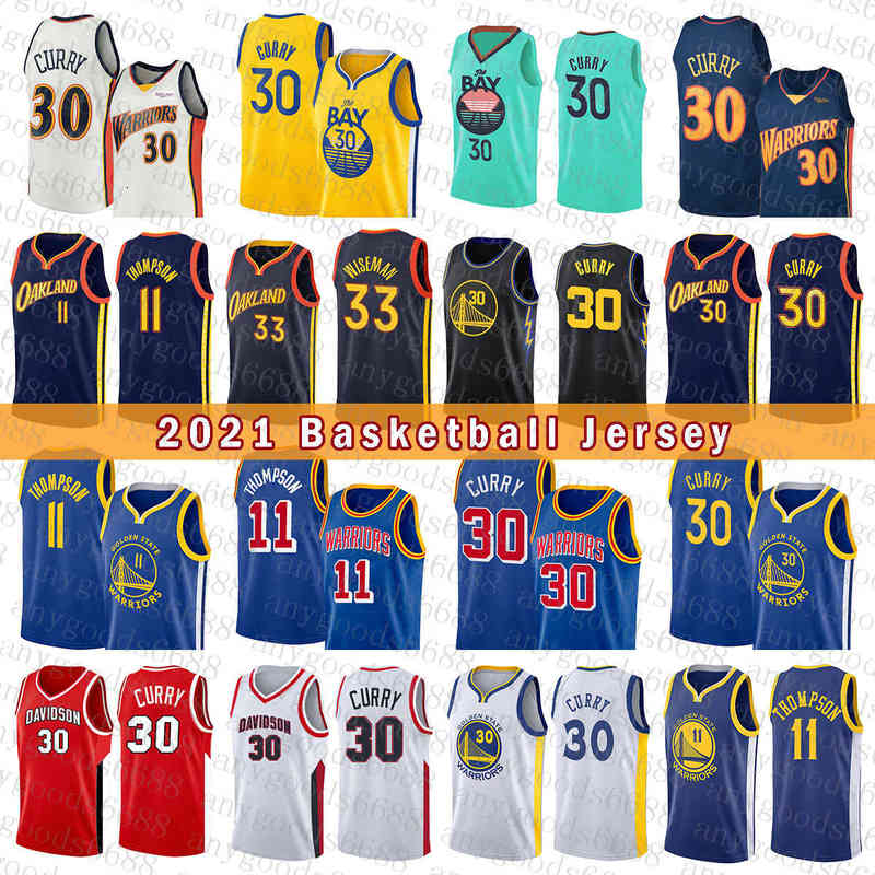 

Basketball Jersey 33 Stephen Curry Klay Thompson 2021 2022 30 11 James Wiseman Dark Blue