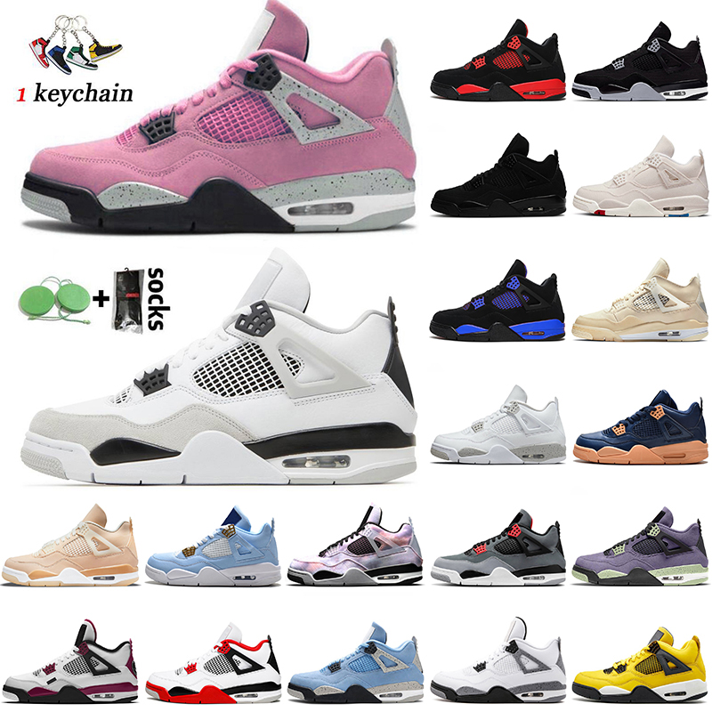 

University Pink Jumpman 4 High OG Men Basketball Shoes Top 4s Military Black Canvas Blue Ren Thunder Taupe Haze Cactus 4S Sail Sneaker Court Purple Women Mens Trainers, C28 starfish 36-47