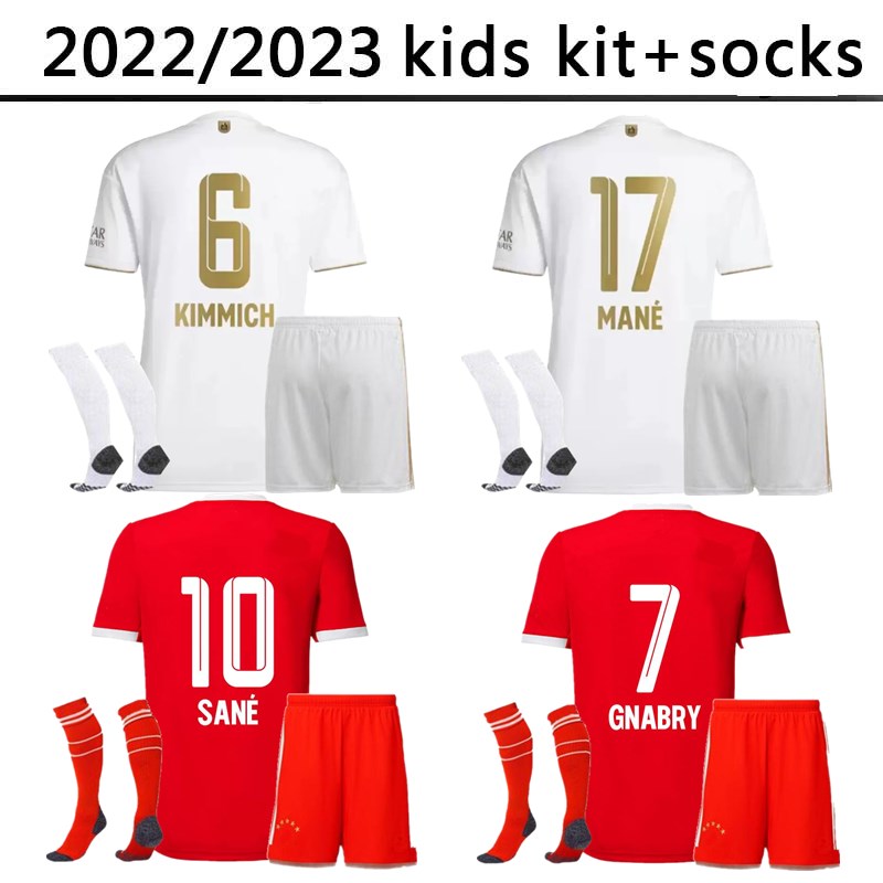 

DE LIGT soccer jersey 22 23 SANE kids kit socks HERNANDEZ BAYERN MUNICH GNABRY GORETZKA COMAN MULLER DAVIES KIMMICH football shirt 2022 2023 uniforms home away child