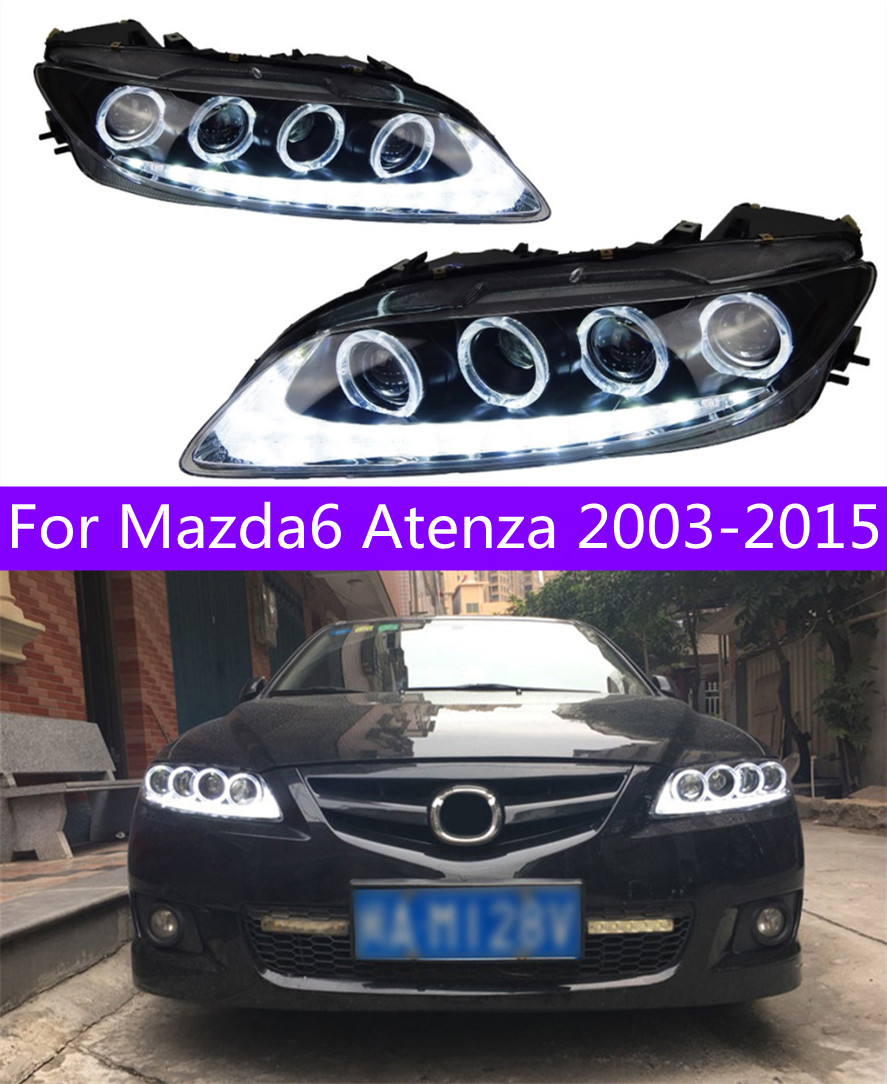 

2 PCS Auto Car Head Light For Mazda 6 Mazda6 Atenza 20 03-20 15 Modified LED Lamps High Beam Headlight Assembly