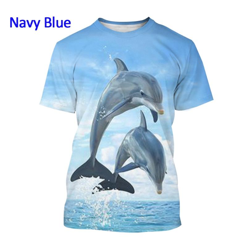 

Men's T-Shirts 3d Dolphins Animal Prints For Men And Women Summer T-shirt Personality Cute Trend Round Neck T-shirtMen's, Blue