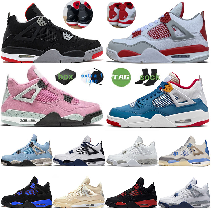 

Top Quality Jumpman 4 Basketball Shoes 4s Messy Room Midnight Navy Black Cat Cactus Jack Designer Sneakers Red Thunder Sail White Oreo Women Mens Trainers With Box, #b30 36-50 court purple