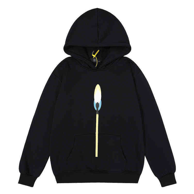 

Harajuku Retro Candle 2 Foam Black Fleece Sweatshirts Men and Women High Street Oversized Loose Casual Hooded Hoodies T220726