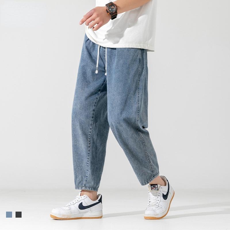 

Men's Jeans Ankle-Length Pants Men's 2022 Summer Thin Washed Loose Versatile Cropped Fashion Men Trousers DenimMen's, Denim grey