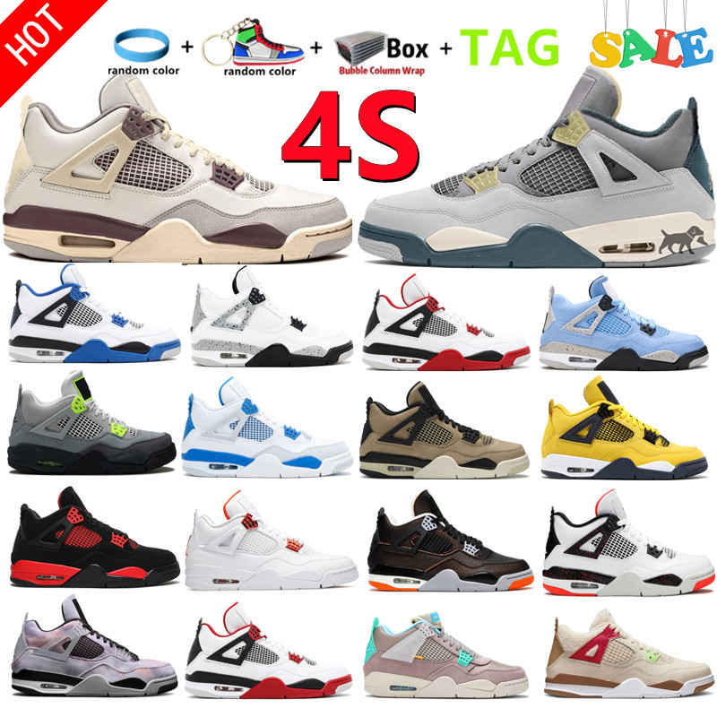 

2022 4S IV 4 Men Women Basketball Shoes Soft Pink Hermit Royal University Blue Military Black Cat Sail White Cement Craft Purple Taupe Haze A Ma Maniere Trainer Sneaker, Box