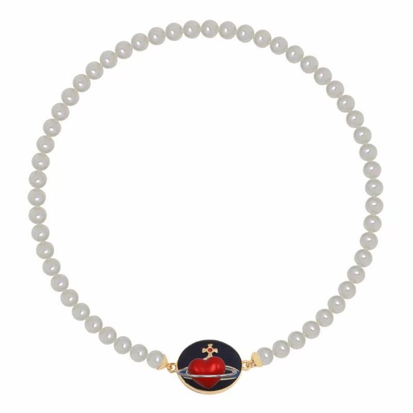 

2022 New Fashion Pearl Necklace Vintage Enamel palace style Pendant necklace woman punk Saturn women Party Jewelry Valent260f