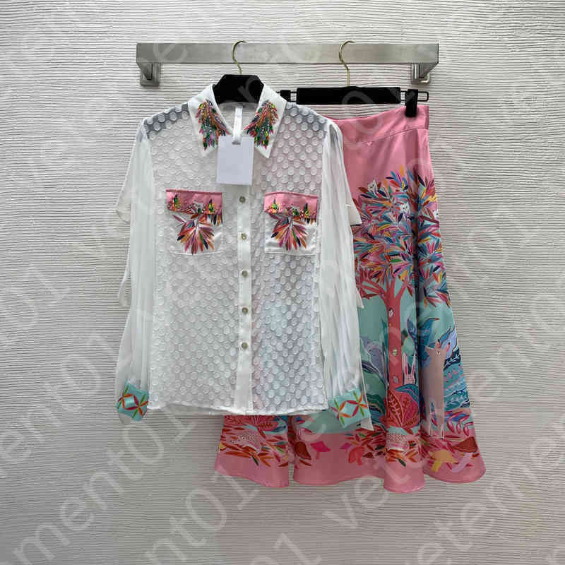 

Womens Two Piece Dress Brand Logo Fashion Printing Cotton Shirts And Dress Suit Luxury Clothes Women Designer Tracksuit