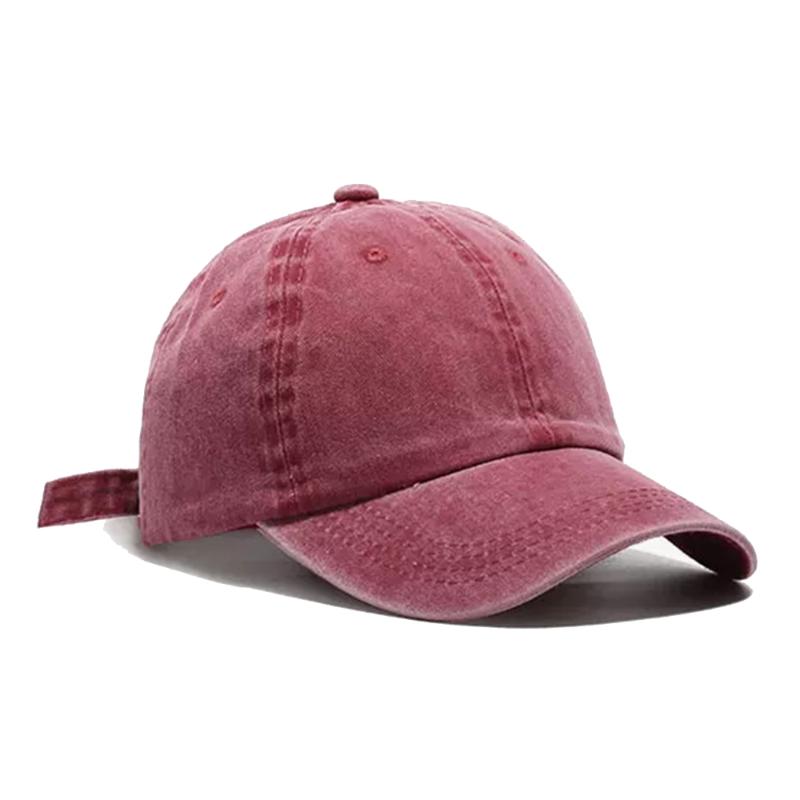 

Ball Caps Men's Baseball Cap Snapback Hip-Hop Retro Breathable Cotton Women's Summer Hat Plain Washed Denim MaleBall, Red