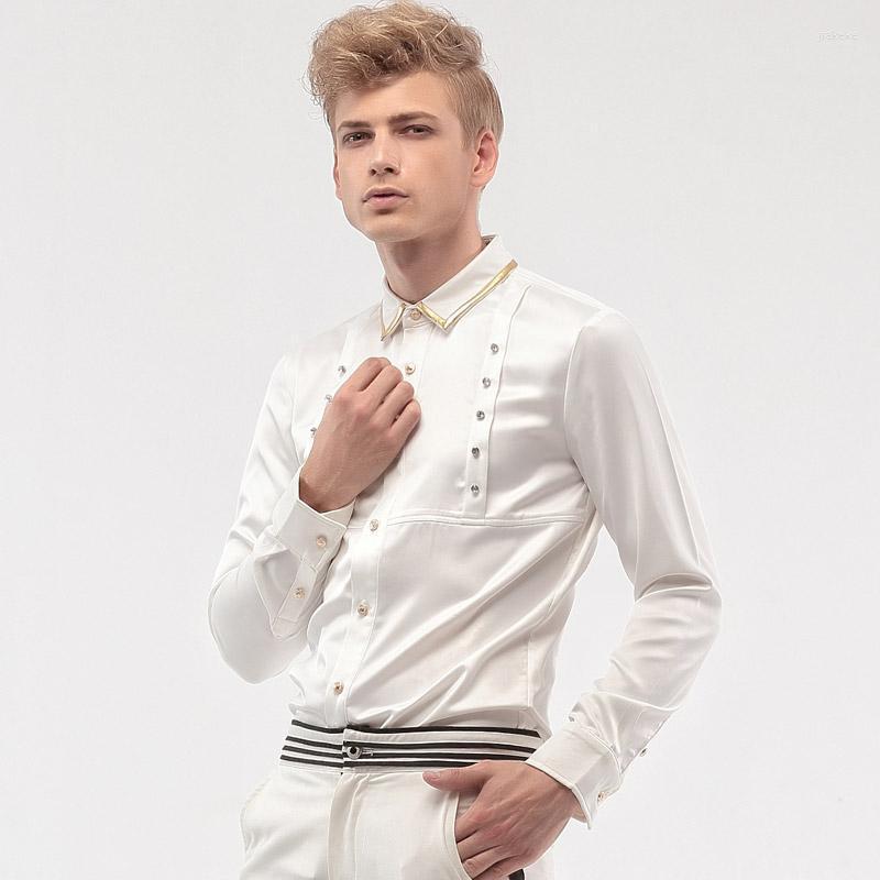 

Men's Dress Shirts Fanzhuan Fashion Personality Male Men's Man Wedding Groom Badges Metrosexual Long Sleeved Dresses Shirt 14273Men's, 13258