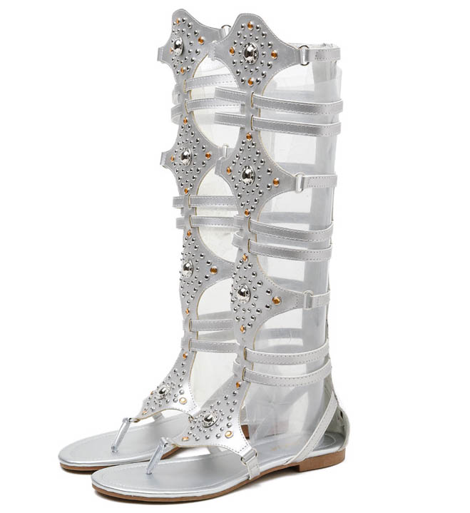 

flat keel Roman sandals summer high ladies dress shoes, Black