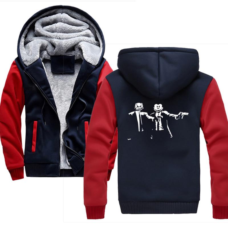 

Men's Hoodies & Sweatshirts Print Fashion Logo Crime Novel Printing Casual Hooded Warm Male Thicken Tracksuit JacketMen's, Red blue