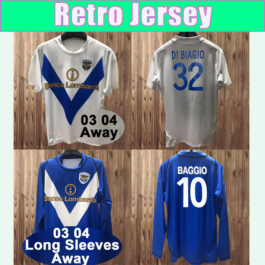 

2003 2004 Brescia Calcio Retro Soccer Jerseys GUANA BAGGIO CARACCIOLO MAURI DI BIAGIO Home Away Long Sleeve Football Shirt Uniforms, Fg8420 2003 2004 away