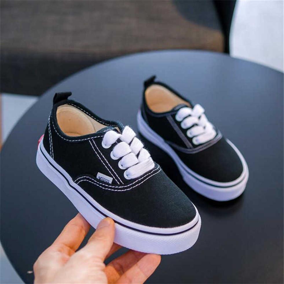 

Spring Children Canvas Shoes Boy Sneakers Autumn Fashion Kids Casual Girls Flat Sports Running Student X0719287w, Black