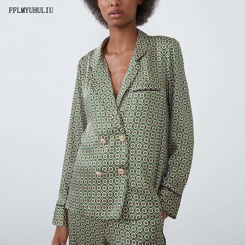 

Autumn Ladies Print Shirt Low Lapel Collar Pearl Button Pocket Long Sleeve Plaid Furniture Style Elegant Casual Women's Blouses & Shirts, Green