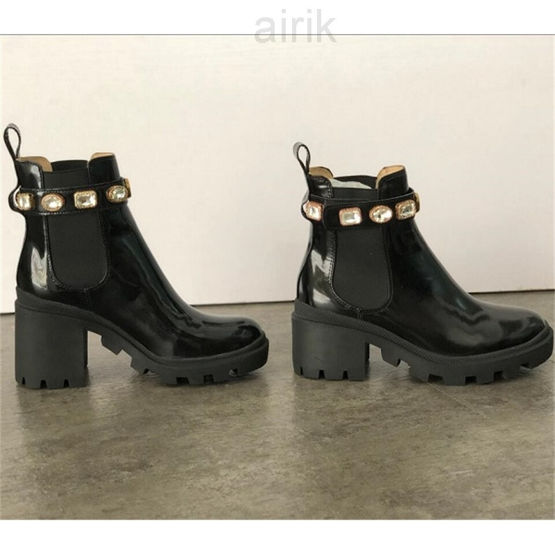 

Australia Women Martin Booties Fahsion Shoes Desert Boots Embroidered Platform Leather Boot Ladies Mid-heel Ankle Boot EU42