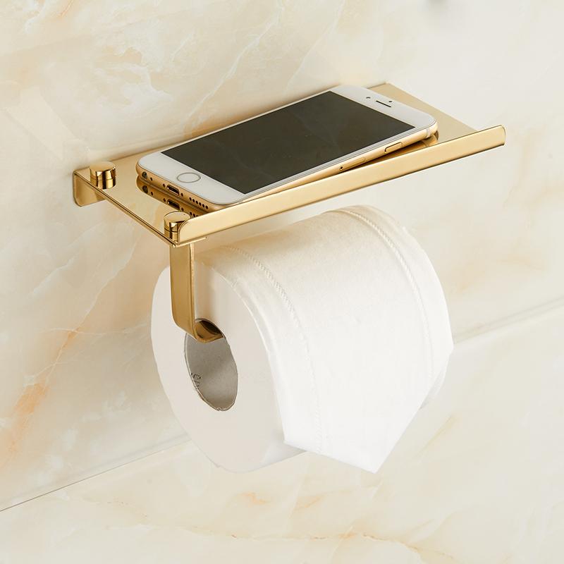 

Toilet Paper Holders Bathroom Tussie Phone Holder Shelf Stainless Steel Wall Mount Rack WC Storage Accessories