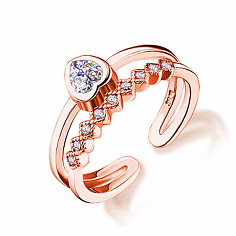 

Heart-shaped ring luxury pentagram ring wedding party ladies love inlaid zircon open women's single ring creative unique