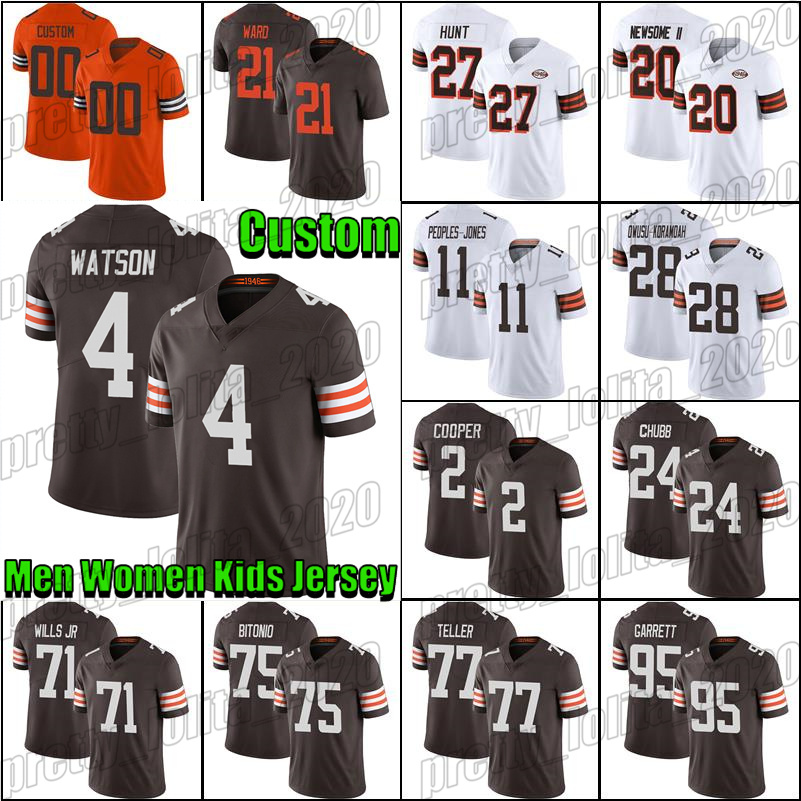 

Brown 24 Nick Chubb Jerseys Football Deshaun Watson Amari Cooper Clevelands Denzel Ward Jersey Grant Delpit Owusu Koramoah Peoples Jones David Njoku Joel Bitonio, Woman custom jersey (bl)