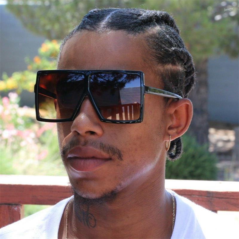 

Sunglasses Black Oversized Men Fashion 2022 Gradient Large Sun Glasses For Flat Top Square Shades Big EyewearSunglassesSunglasses