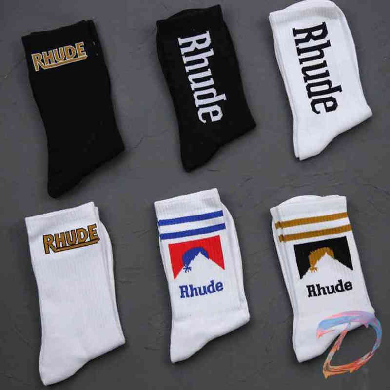 

Men Women Rhude Socks Simple Letter High Quality Cotton European American Street Trend Couple In-tubel, Wenchihanyellowblack